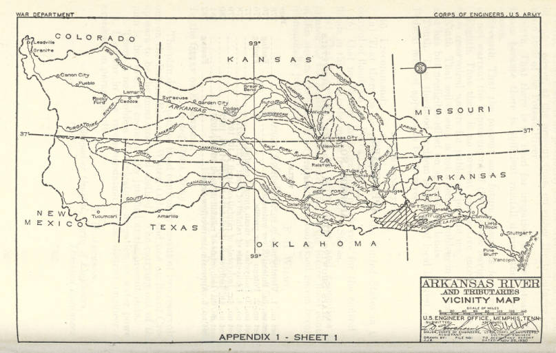 Historical Map, Arkansas River and tributaries